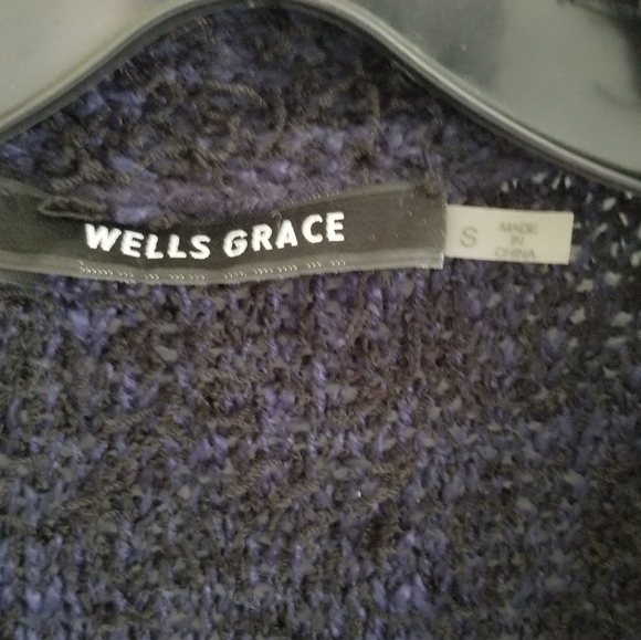 Wells Grace Sweater long cardigan eyelash knit Midnight Blue - Picture 2 of 6